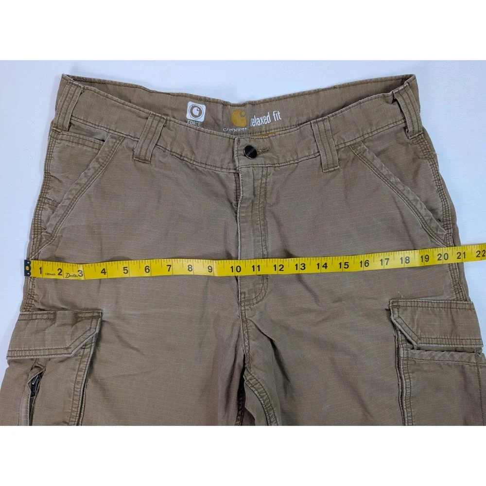 Carhartt Force Relaxed Fit Cargo Shorts Mens 34 Brown Ripstop Work Utility 9.5in